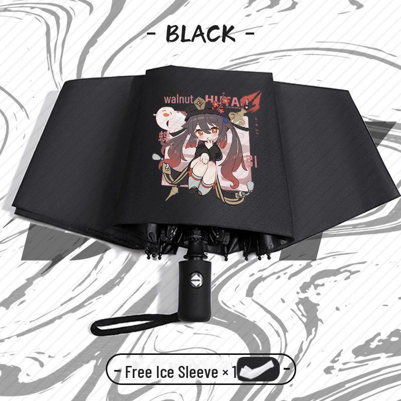 Genshin Impact Automatický skládací deštník s UV ochranou pro žáky základních škol - Odolný proti větru, pro slunečné i deštivé počasí