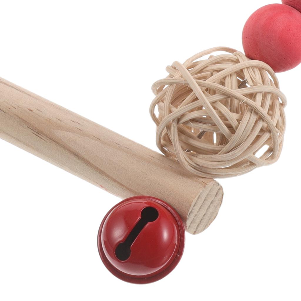 Bird Swing Natural Wood Perch Rattan Ball Parrot Cage Decor Cockatiels Parakeets Balance Hanging Play Stand