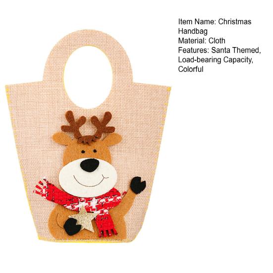 Christmas Gift Bags with Handles Santa Reindeer Snowman Holiday Tote Bag Thick Non-Woven Handbag Party Favor Bags for Kids Holiday Events