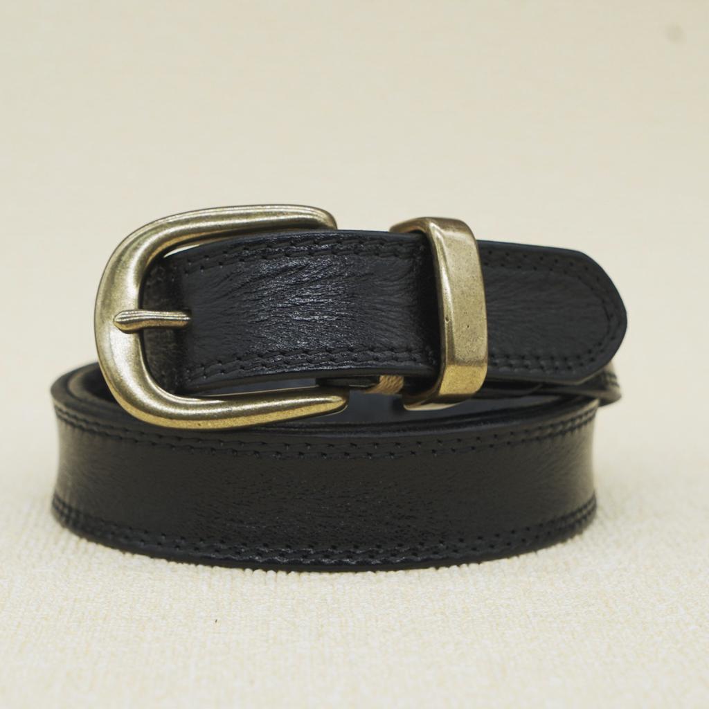 2.8Cm Women'S Belt Pure Copper First-Layer Cowhide Harbor Style Jeans Fashion Trendy Decorative Belt