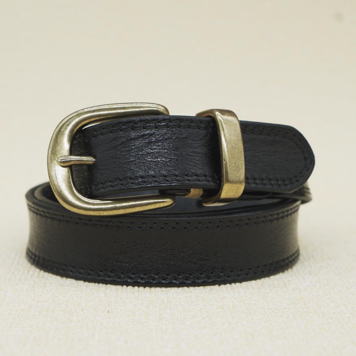 

Женский ремень 2,8 см из чистой меди, первый слой коровьей кожи, в стиле гавани, для джинсов, модный, трендовый, декоративный 120cm чёрный