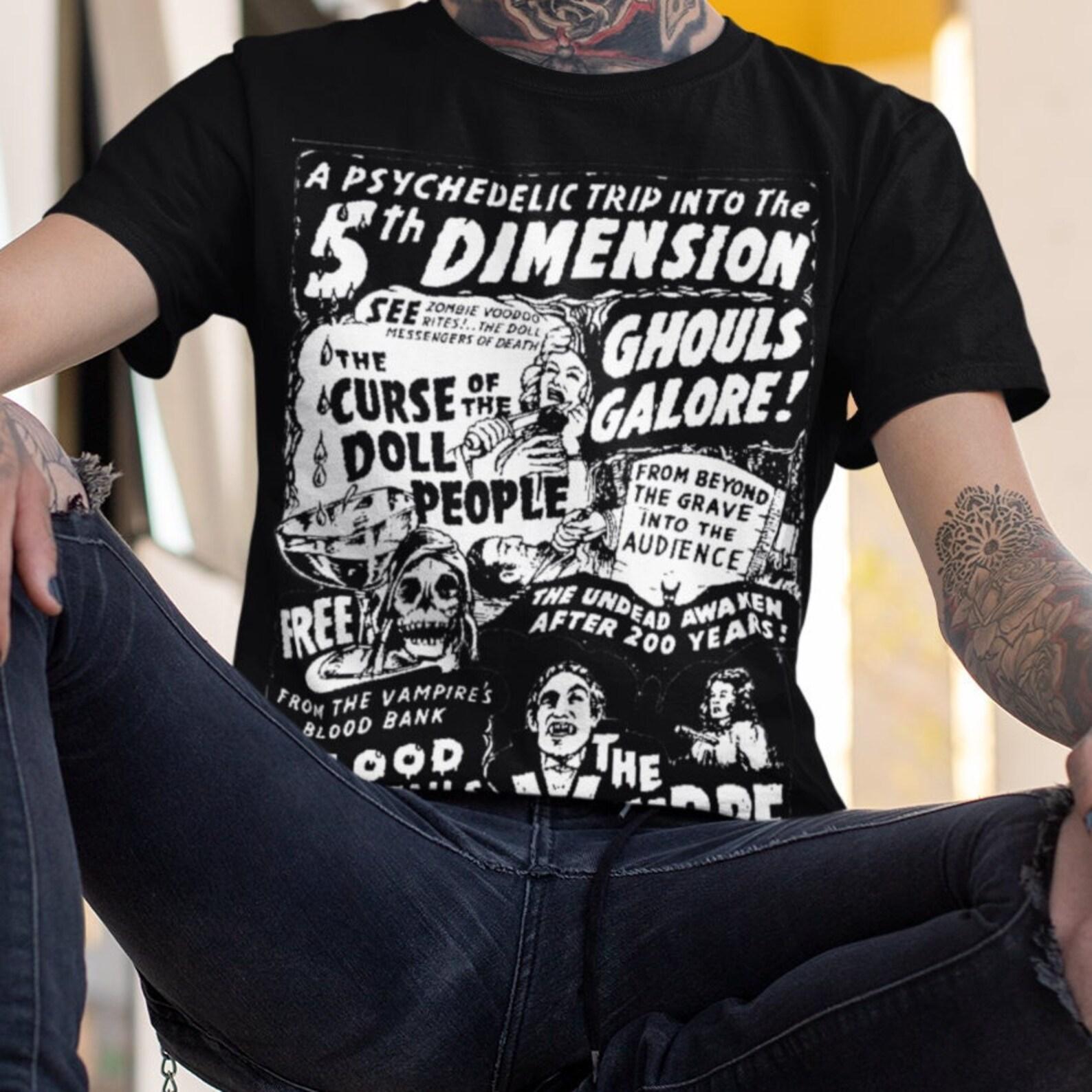 Halloween Horror Movie T-Shirt Vintage Retro Spook Show Flyer Black Gothic Tee Witchy Fall Shirt Gift for Goths Horror Lovers Spooky Season L