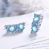 Klasické stříbrné náušnice 925 pro půvabnou dámu s modrou barvou Topaz drahokamy Ženy Party Valentines Dárky