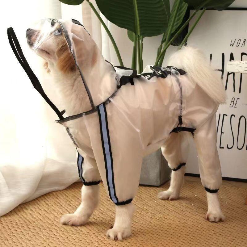 Full Coverage Raincoat Dogs Waterproof 4-Leg Pet Rain Jacket Outdoor Use Small Medium Large Breed