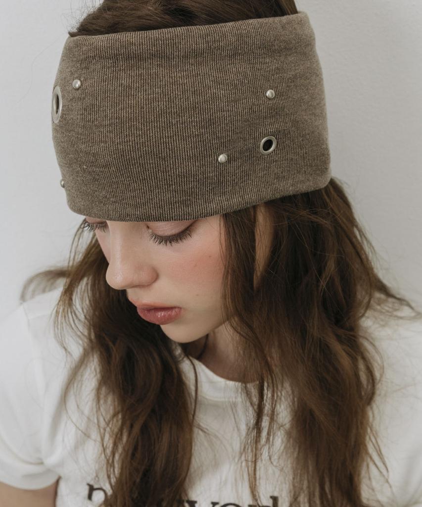 Newyorkworks Metal Eyelet Wide Hair Bandana_Brown