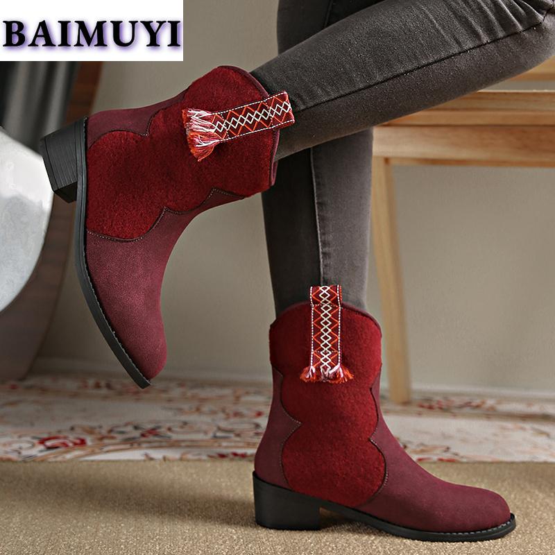 Fringe Mid Heels Women Ankle Boots Fashion Shoes 2025 Trend Casual Suede Chunky Chelsea Boots Winter New Goth Pumps Mujer Botas