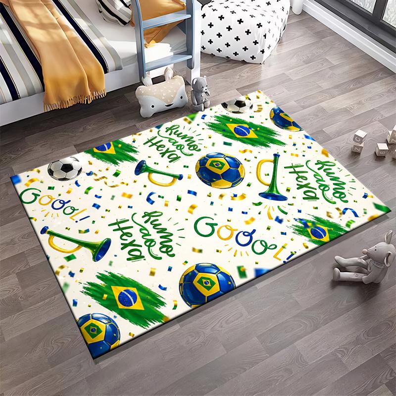 Brazil Soccer Theme Designed floor mat, suitable as a non-slip mat for the living room or bedroom sofa