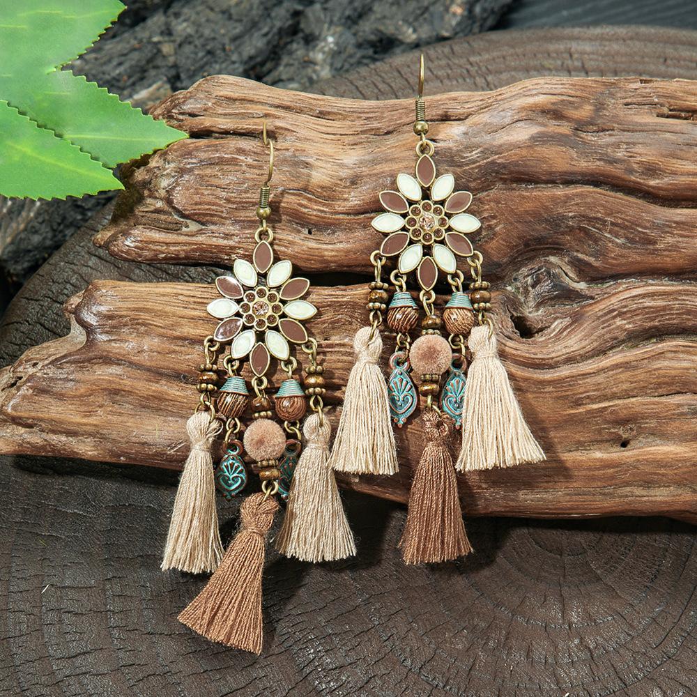 Fashion Ethnic Style High-end Fringed Earrings Personalized Retro Creative Tribal Style Earrings Yiwu Jewelry