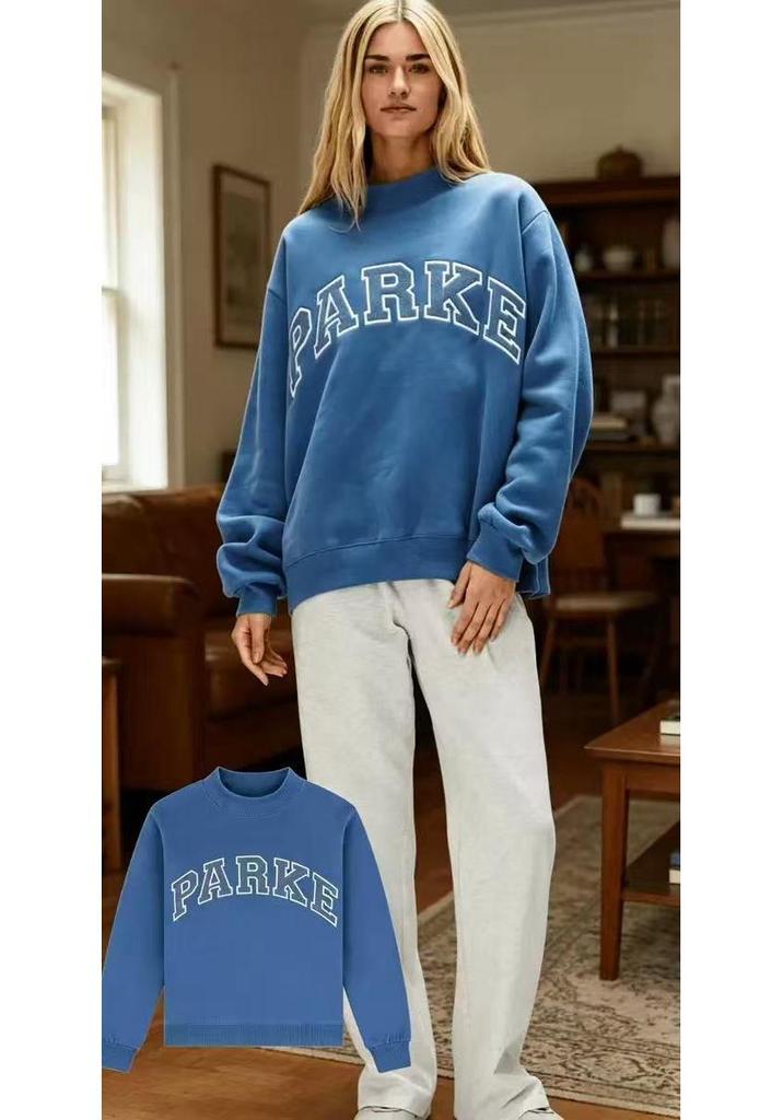 PARKE Women's Embroidered Hooded Sweatshirt - Versatile Loose Fit Sport Hoodie