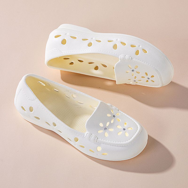 Breathable One Foot Perforated Women's Summer Toe Cap Anti Slip Single Shoe Mesh Sandals