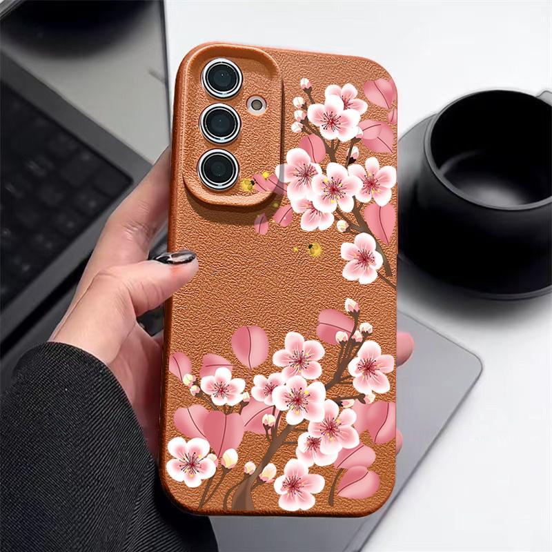 Pink Peach Blossom Case For Samsung Galaxy A17 A56 A16 A36 A26 A55 A54 A15 A34 5G S25 Edge S24 S23 Ultra S24 FE Soft Phone Cover