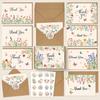 Floral Thank You Card Set 10Pcs Watercolor Design with Envelopes Retro Style