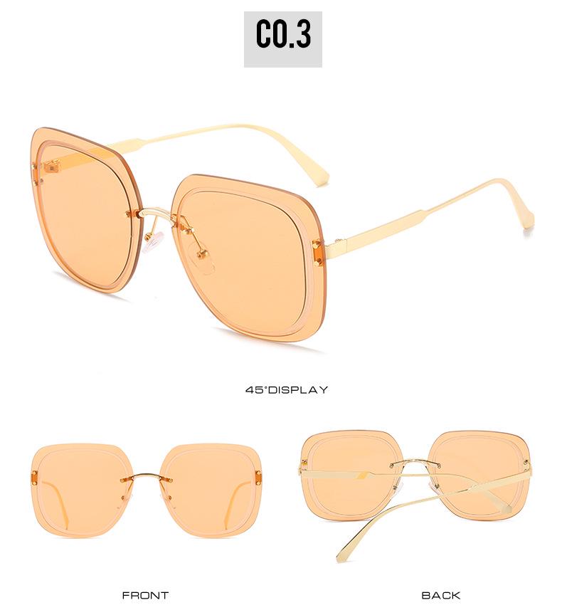 2021 European and American Square Frame Sunglasses with Rice Nail Grooved Lenses for Women