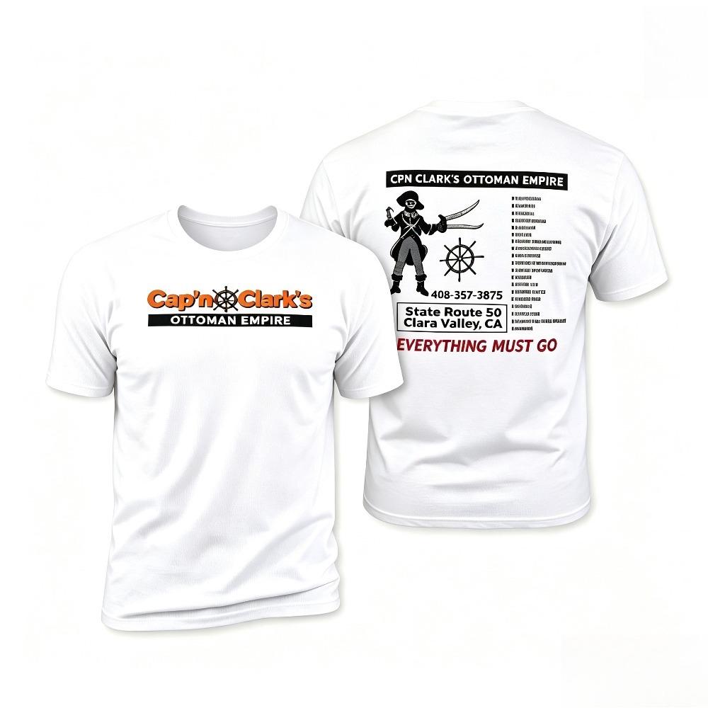 Viral Capn Clark Ottounisex Empire Meme Shirt Retro Pirate Graphic Front Back Print Casual Short Sleeve Top