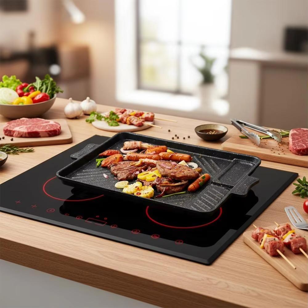 Non-stick Grill Meat Plate Rectangular Barbecue Plate Household Korean-style Barbecue Pan  Outdoor