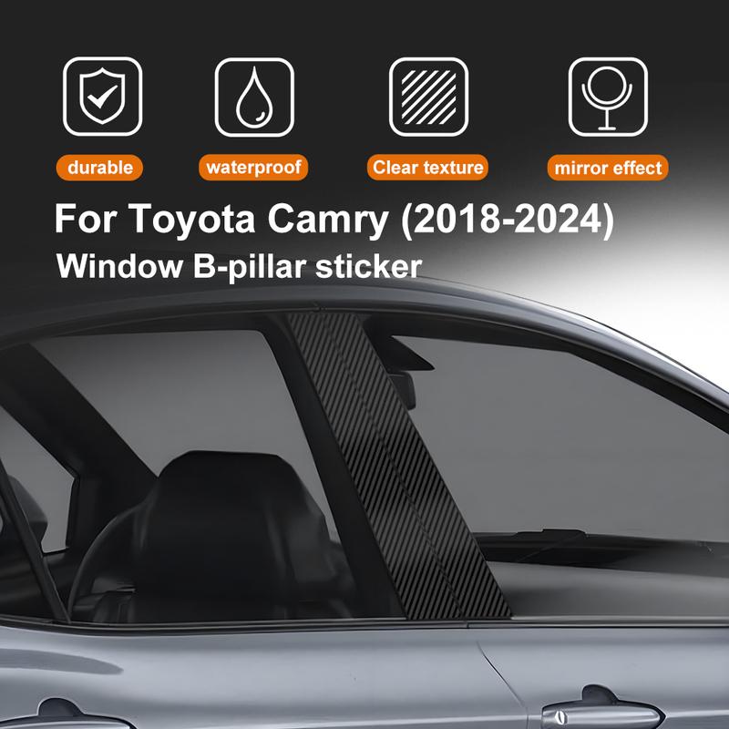 Glossy Black Carbon Fiber Window Door Deal B Pillar Post Cover Sticker For Toyota Camry 2018 2024