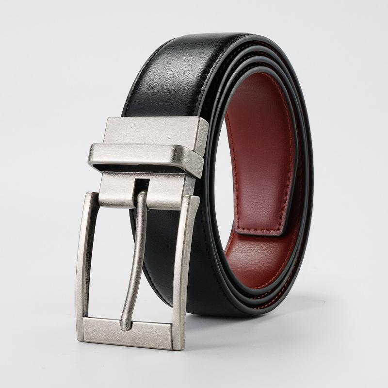 

Belt for Men s Rotatable Pin Buckle Cowhide Belt Versatile Young and Middle aged Trousers 130cm