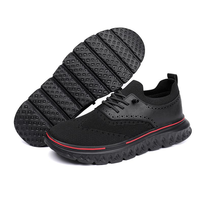 

Men s Mesh & Leather Casual Sneakers Breathable Lightweight Slip-on Walking Flats Non-slip Platform Shoes 48 чорний