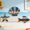 3 Pcs Wood Fish Shell Starfish Beach Wall Decor Rustic Nautical Lake House Hanging Sculpture Ocean Coastal Theme Wall Art for Bathroom Bedroom