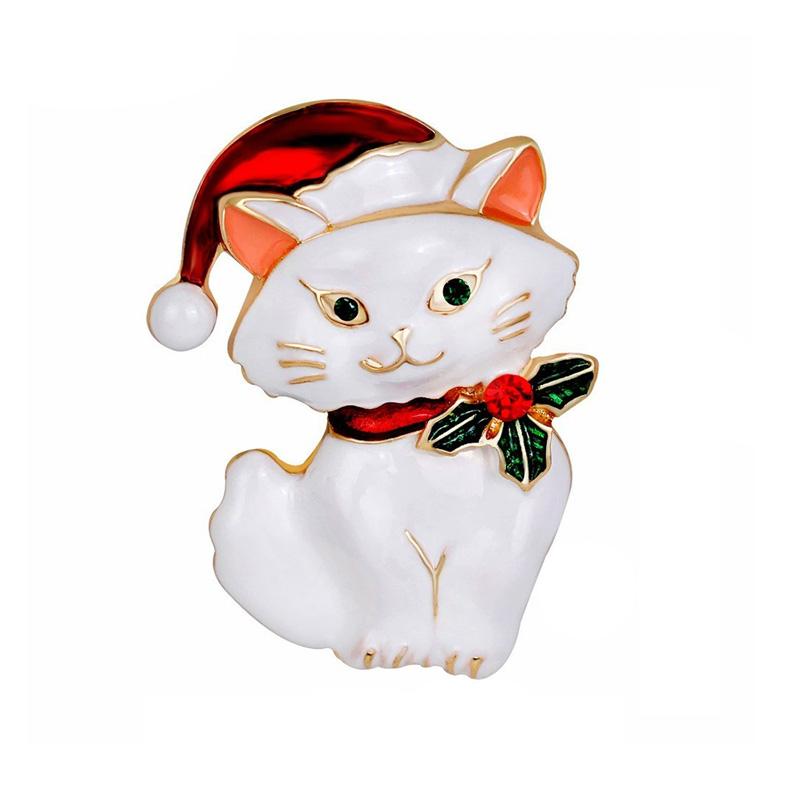 1 ks Slitina Pro Ženy Kočka Brože Smalt Zvíře Brož Odznaky Dárky k Novému Roku Bílá Černá
