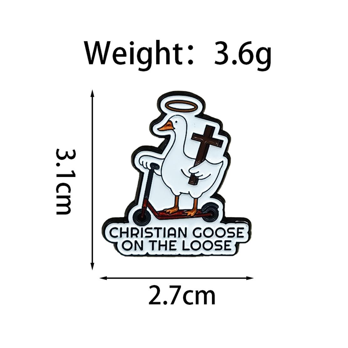 Creative Cartoon Goose Brooch - Fun Cycling Cross Metal Badge for Clothing & Backpacks