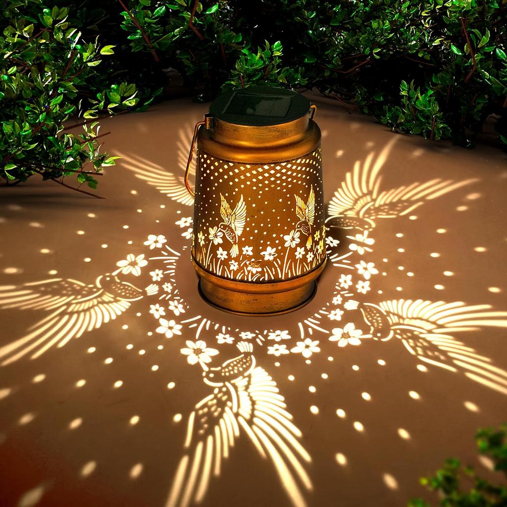 1PC Iron Solar Lantern Outdoor Solar Powered Garden Light Pathway Patio Yard Balcony Decorative Weatherproof Landscape Lighting