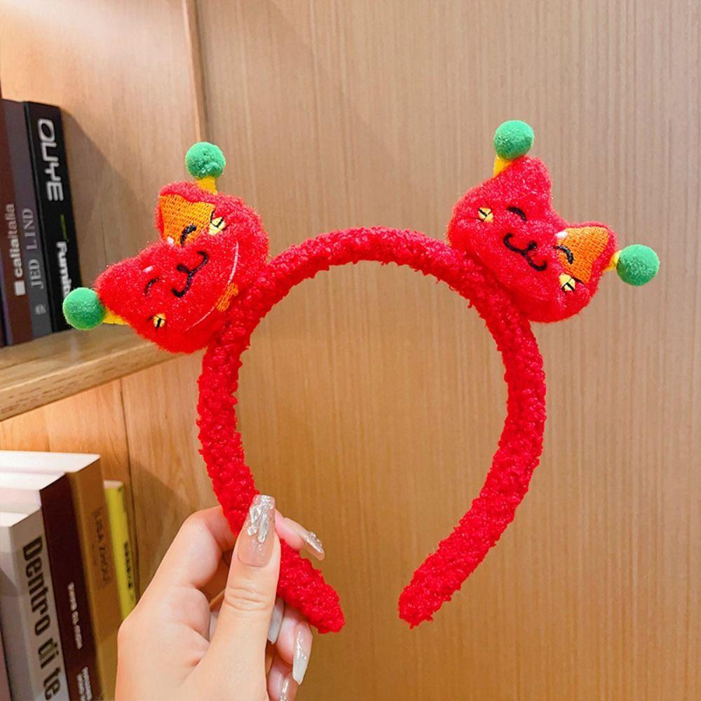 Red Hairband 2024 Happy New Year Headband Lion Dance New Year Headdress  New Year Gift