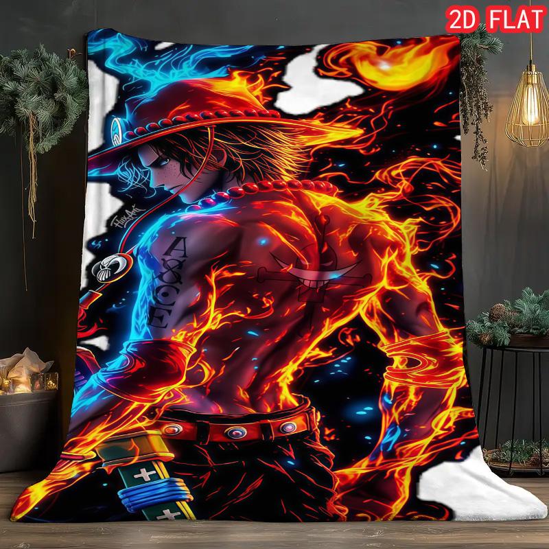 One Piece Art Pattern Blanket Creative Flannel Soft Warm for Home Bedroom Decor THW 75x90cm
