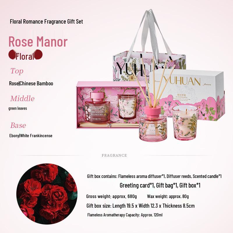 Floral Series Rattan Diffuser: Long-Lasting Flameless Essential Oil Air Freshener & Aromatherapy Gift Box