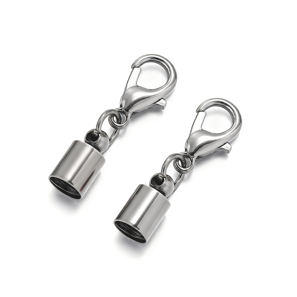 10pcs Lobster Clasps Hooks Leather Cord End Caps 2.5-9.5mm Crimps End Tip Caps Connectors for Bracelet Necklace Jewelry Findings