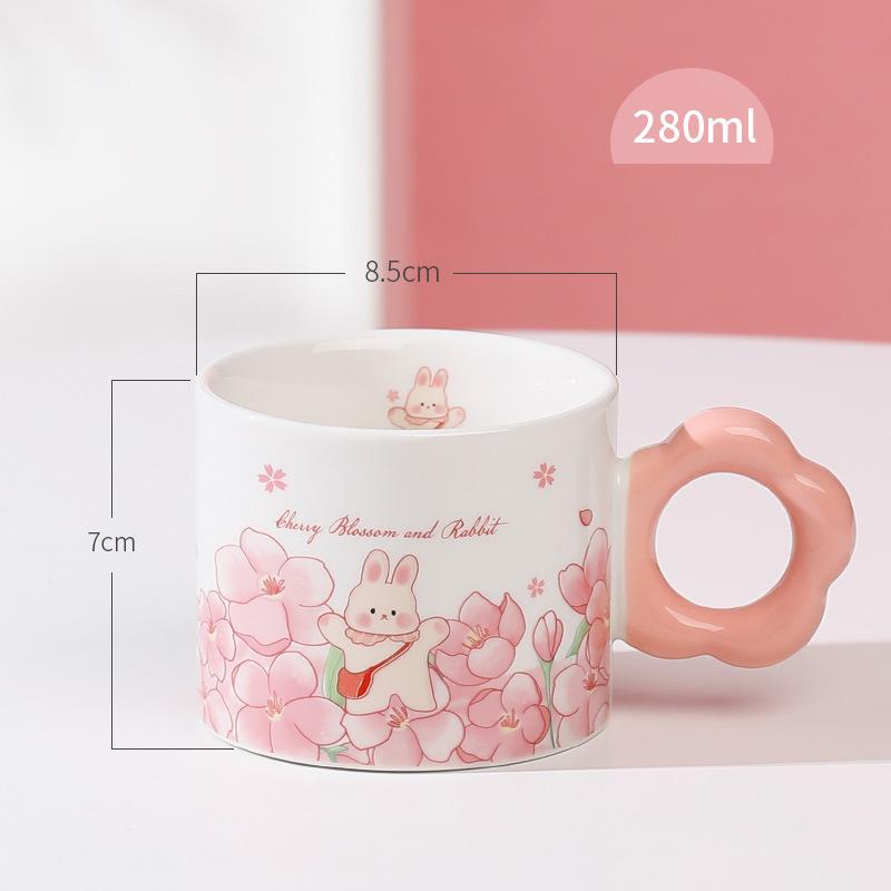 High value ceramic cup Internet celebrity same cartoon tulip home office girls coffee water cup souvenir cup