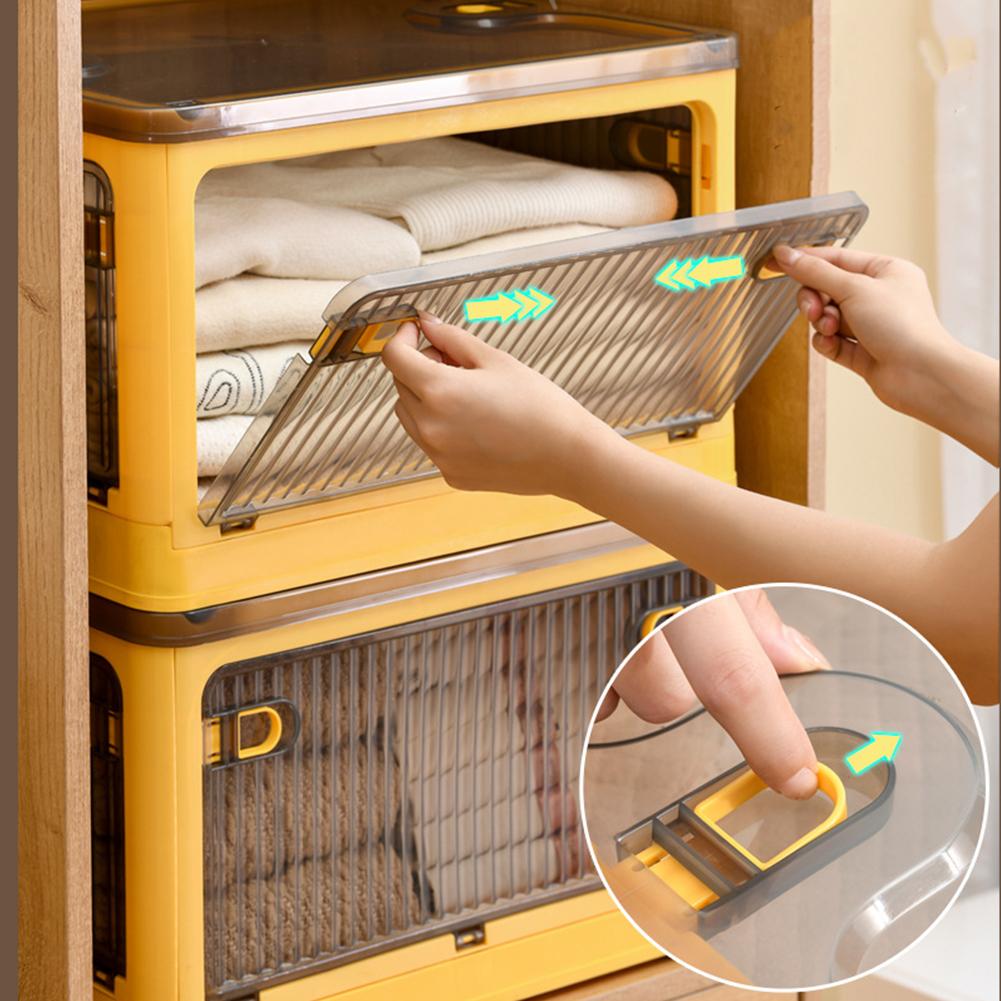 Foldable Storage Bins With Lids Wheels Doors Trunk Organizer Collapsible Storage Box With Clear Doors Storage Cabinet Organizer