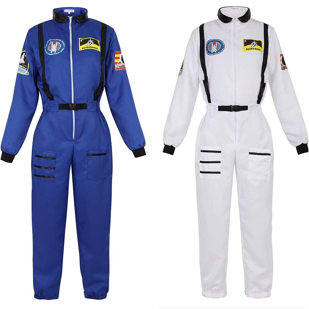 Adults Astronaut Costume Cosplay Women Men Space Astronaut Costume For Kids Jumpsuit Zipper Family Spacesuit Costume Carnival