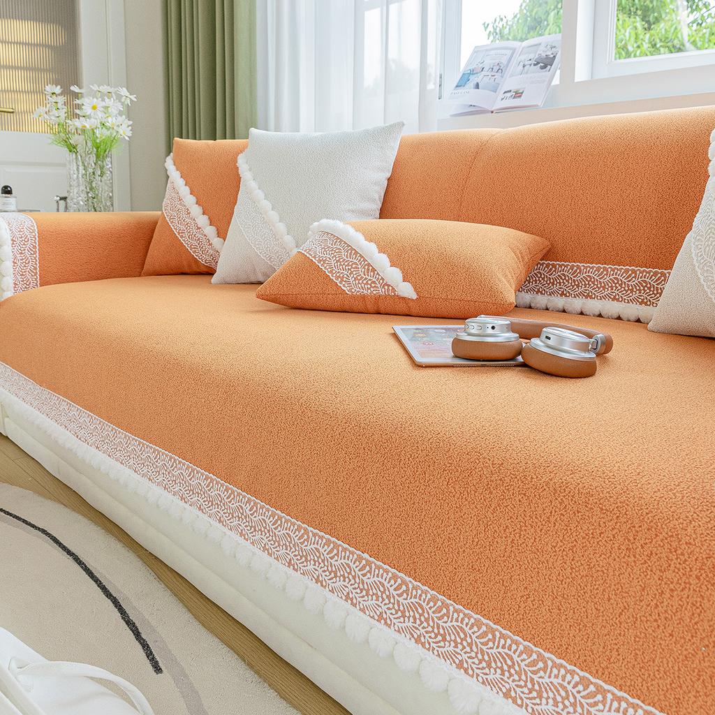 Premium Chenier Super Long Straight Row Sofa Cushion Universal In All Seasons, High-Grade Non-Slip Seat Cushion Cover, Autumn And Winter Cover