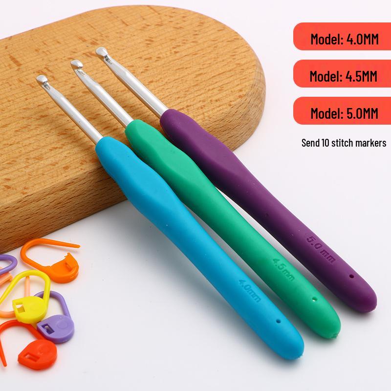 Beginner Soft-Grip Crochet Hook Set for DIY Knitting and Micro-Hooking