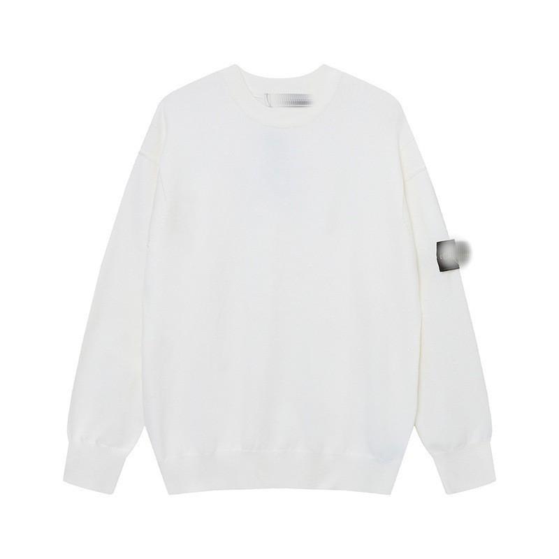 Unisex Classic Crewneck Long Sleeve Sweater With Embroidered Patch Warm Knit Pullover Winter Daily Wear