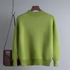 Women's Winter Korean Style Fleece Knit Pullover, Solid Color, Half-High Collar, Slim-Fit Base Layer Top.