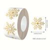 500/1000pcs Golden Snowflake Stickers Shiny Transparent PVC Round Decor Sticker Roll for Christmas Gift Wrapping Festive Essenti
