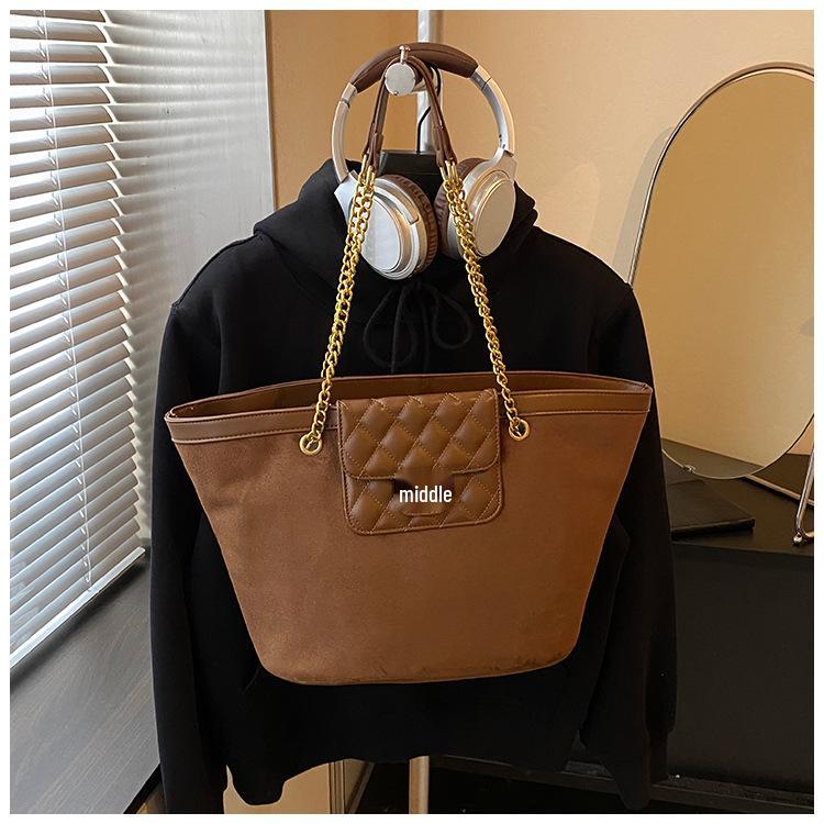 2025 Women's Fashion Textured Large-Capacity Frosted Chain Shoulder & Crossbody Tote Bag