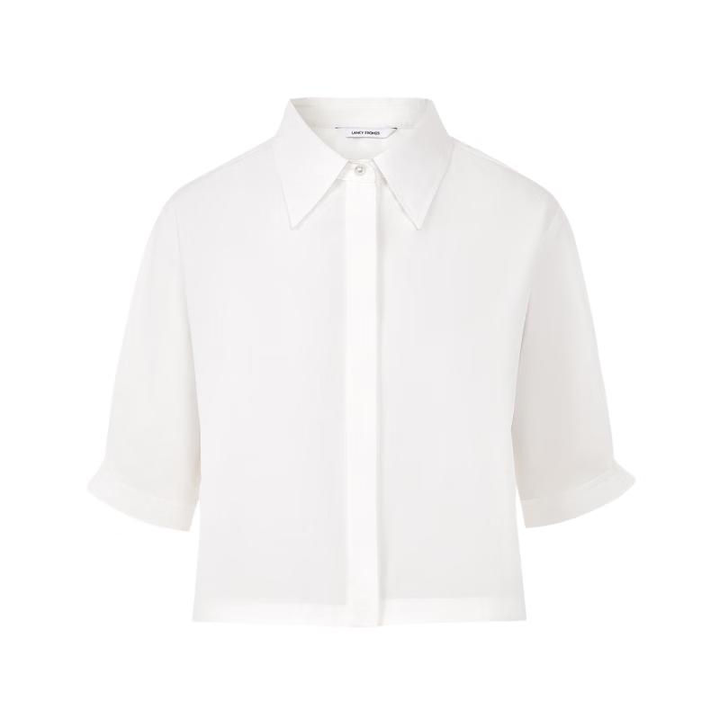 

Женская свободная рубашка с лацканами и коротким рукавом XL