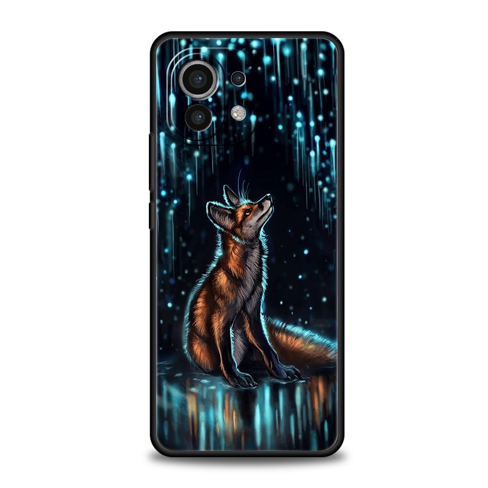 Coque de téléphone Animale Mignonne Dessin Animé Renard Pour Xiaomi Poco X3 NFC M3 M4 F4 X4 Pro 5G F3 GT Mi 12 11T 10 9T 10T Lite 11 Ultra Housse Noire