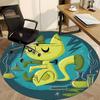 1pc Green Cat Office Round Area Rug, Under Office Chairs Bedroom Living Room Home Decor, Room Deco