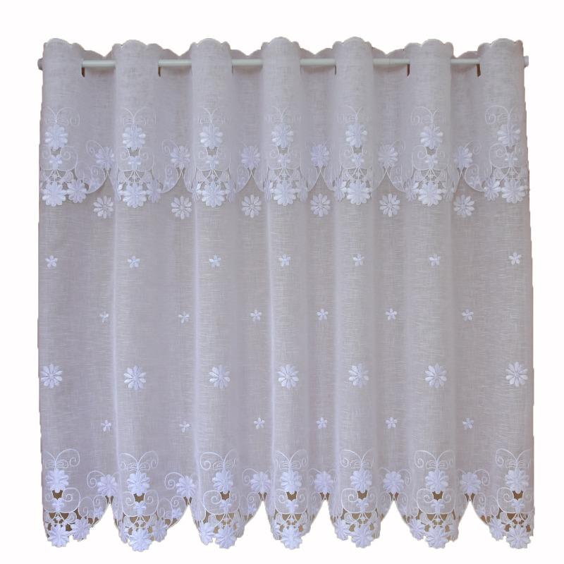 1pc Floral Embroidery Sheer Curtain Kitchen Bay Window Door Semi-shading for Home Door Decor, Coffee Curtain Without Pole