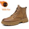 Classic Mens Sneakers Fashion Motocross Boots Lace Up Non-Slip Ankle Boots Winter Plush Snow Boots Mens High Top Outdoor Shoes