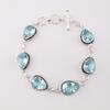 Himmelblauer Topas Edelstein 925 Sterlingsilber Schmuck Handgefertigt Damen Armband 7-9" RB-18-3