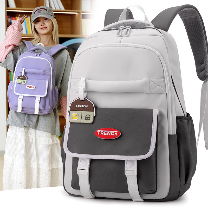New Versatile Burden Reduction Elementary School Bag Junior High School Backpack Boys and Girls College Style Girls Backpack