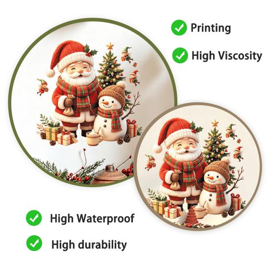 Removable Cartoon Wall Murals Cute Santa Snowman Christmas Decals, PVC Stickers with Party Room Decor Elf Gift Elements, Festive for Toilet
