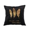 Pack of 2 Throw Pillow Covers 18x18 Inch for Couch Bed Sofa,Throw Pillow Covers with Gold Leaves Feather, Modern Bedroom Living Room Home Decor