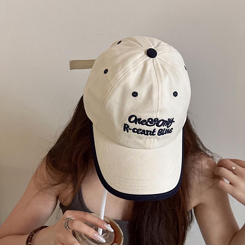 Women Baseball Cap Solid Color Plain Color Embroidered Stitching Stitched Alphabet Lettering Duck Tongue Cap Outdoor Adjustable Men Sun Visor Hat