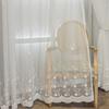 1 Panel French Elegant Embroidered Summer Sheer Curtain with Beaded Design, Suitable for Living Room, Bedroom, Balcony, Kitchen, Garden, Cottage